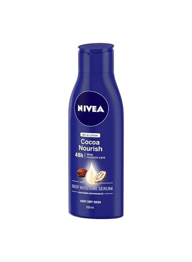 Nivea Cocoa Nourish Oil In Lotion, Pack of 3 (200ml, Dry Skin) - Image 4